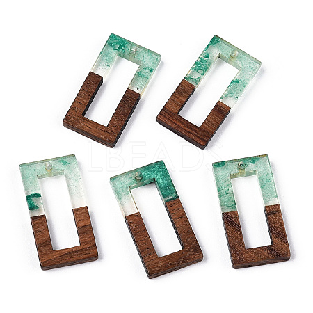 Transparent Resin & Walnut Wood Pendants RESI-ZX017-21-1