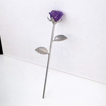 Natural Amethyst Carved Rose Ornaments DJEW-PW0022-03P-07-1