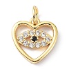 Brass Micro Pave Clear Cubic Zirconia Charms ZIRC-C022-01G-1