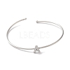 Rack Plating Brass Micro Pave Clear Cubic Zirconia Letter Open Cuff Bangles BJEW-A018-01P-A-2