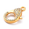 Alloy Rhinestone Lobster Claw Clasps PALLOY-L166-01G-3