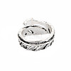 Feather Wrap Alloy Open Cuff Ring for Women RJEW-N029-101-2