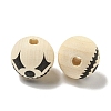 Printed Wood European Beads WOOD-G022-08B-17-2