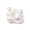 3Pcs 3 Sizes Copper Wire Wrapped Shell Pearl Beaded Pendants PALLOY-JF02984-4