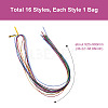 16 Bags 16 Style Metallic/Polyester/Organza/Yarn Cords Cords Hair Braiding String OHAR-KS0001-01-3