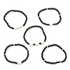5Pcs 5 Style Natural Lava Rock & Pearl & Shell Star Beaded Stretch Bracelets Set BJEW-JB09495-03-1