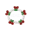 Cherry Glass Beads Finger Rings RJEW-JR00728-1