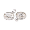 Brass Micro Pave Clear Cubic Zirconia Pendants KK-E068-VC127-3