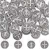 60Pcs Tibetan Style Alloy Flat Round Beads TIBEB-SC0001-58-1