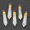 Bullet Natural Quartz Crystal Pointed Pendants G-E332-C28-G-2