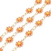 Brass Daisy Flower & Oval Link Chains CHC-I035-13G-07-1