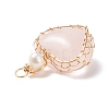 Natural Rose Quartz & Freshwater Pearl Pendants PALLOY-JF01661-01-3