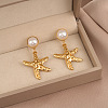 304 Stainless Steel & Plastic Pearl Stud Dangle Earrings WG9A652-01-3