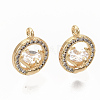 Brass Micro Pave Clear Cubic Zirconia Charms ZIRC-T011-22G-NF-3