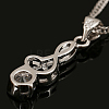Musical Note Real Platinum Plated Brass Cubic Zirconia Pendants ZIRC-R014-09-2