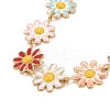 Enamel Daisy Link Chains Bracelet BJEW-P271-01G-06-2