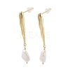 Natural Pearl Dangle Stud Earrings EJEW-P256-35G-1
