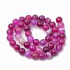 Dyed Natural Striped Agate/Banded Agate Round Bead Strands G-R342-6mm-04-2