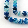Dyed Natural Striped Agate/Banded Agate Round Bead Strands G-R342-8mm-05-2