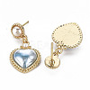 Heart with Porcelain Rack Plating Alloy Dangle Stud Earrings EJEW-S211-008-RS-3