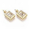 Brass Micro Pave Clear Cubic Zirconia Pendants ZIRC-T011-17G-NF-2