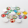 Flower Printed Glass Cabochons X-GGLA-A002-10mm-BB-2