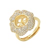Flower Brass Micro Pave Cubic Zirconia Adjustable Ring Settings KK-K297-03G-1
