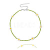 Bohemian Daisy Flower Glass Seed Beaded Necklaces with Alloy End Chains FS-WGC49A6-15-1