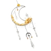 Moon Natural Topaz Jade & 304 Stainless Steel & Brass Suncatchers HJEW-TA00488-03-2