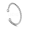 SHEGRACE Classic Rhodium Plated 925 Sterling Silver Twisted Cuff Tail Ring JR295C-1