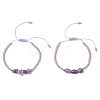 2Pcs Natural Amethyst & Glass Seed Beads Braided Bead Bracelets for Women BJEW-MZ00247-04-1