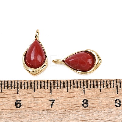 Synthetic Red Gemstone Teardrop Charms KK-B157-33A-G-1