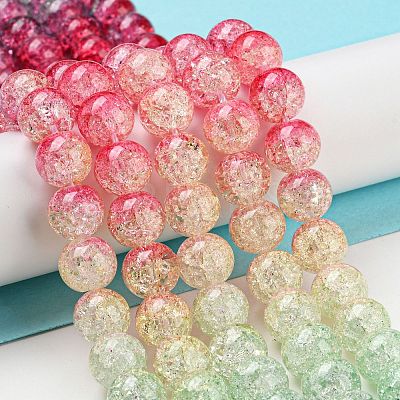 Spray Painted Crackle Glass Beads Strands DGLA-C002-10mm-06-1