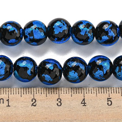Handmade Silver/Gold Foil Lampwork Beads Strands LAMP-L079-07E-1