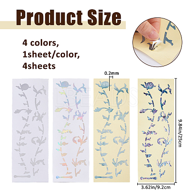 4 Sheets 4 Colors Paper Picture Stickers for Guitar Fingerboard Decoration STIC-FH0001-31-1
