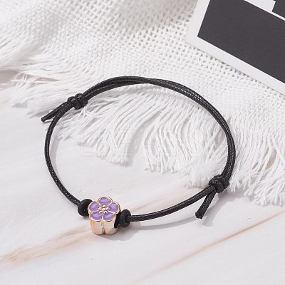 Flower Acrylic Enamel Beads Adjustable Cord Bracelet for Teen Girl Women BJEW-JB07047-1