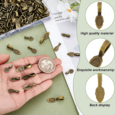 250Pcs 5 Styles Tibetan Style Glue-on Flat Pad Bails TIBEP-GA0001-04A-1