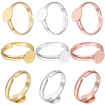 40pcs 5 Color Round Brass Adjustable Finger Ring Settings