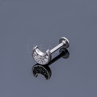 316L Surgical Stainless Steel Micro Pave Clear Cubic Zirconia Cartilage Earrings WGEC19D-11-1