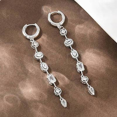 Brass Micro Pave Cubic Zirconia Hoop Dangle Earrings KK-CBA8324-09P-1