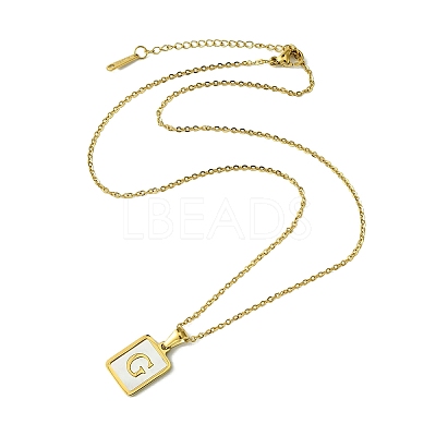 Ion Plating(IP) Rectangle with Initial Letter 304 Stainless Steel Pendant Necklace NJEW-R265-04G-G-1