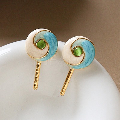 Brass Enamel Stud Earrings for Women WG4C9AC-01-1
