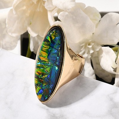Resin Horse Eye Finger Rings LS-RJEW-R006-01G-02-1