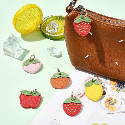 10Pcs 5 Styles Fruit Series Microfiber Leather Pendants FIND-CJ0005-21-1