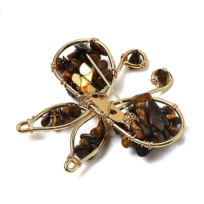 Butterfly Natural Tiger Eye Brooch G-A278-02G-02-1