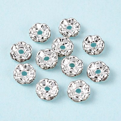 Brass Rhinestone Spacer Beads RB-A014-L8mm-01S-1