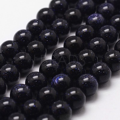 Synthetic Blue Goldstone Beads Strands X-G-D840-81-10mm-1