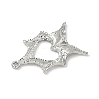 304 Stainless Steel Bat Wings Heart Links Connector Charms STAS-S186-13P-1