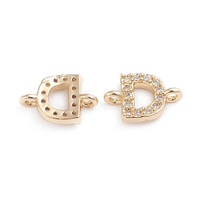 Brass Micro Pave Cubic Zirconia Letter Links ZIRC-I042-16G-D-1
