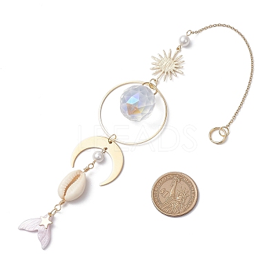 Fishtail Glass Hanging Ornaments HJEW-JM03173-1